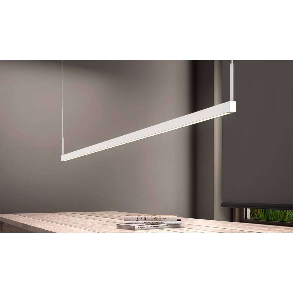 Sonneman Lighting Thin-Line Satin White 72-inch LED One Sided Pendant, White Shade