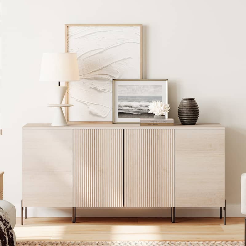 WAMPAT 61" Sideboard Buffet Cabinets with Storage - Beige