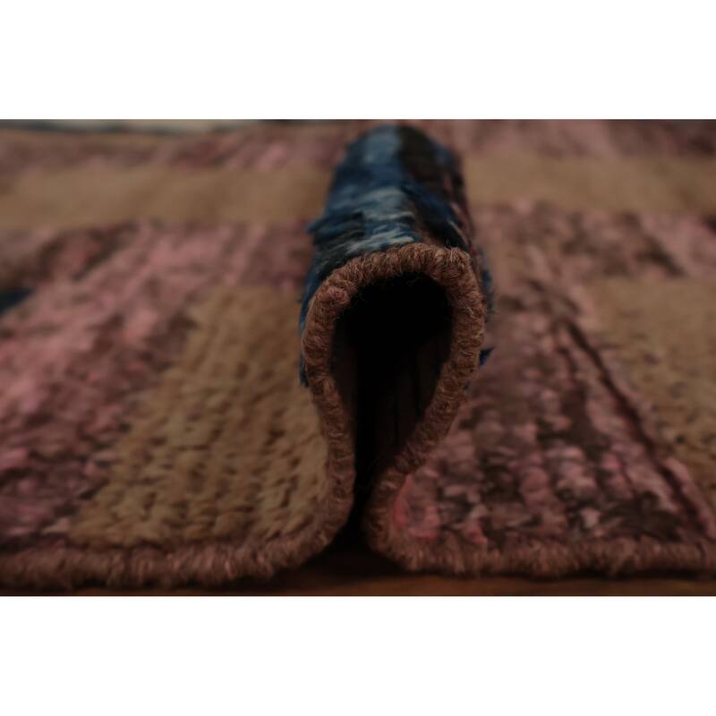 Hand Knotted Oriental 100% Wool Carpet Modern Tribal Pink Moroccan Area Rug - 9' 8'' X 6' 8''