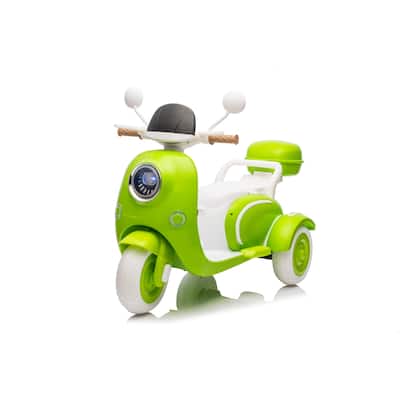 12V Kids Electric Motorcycle, 3 Wheels Ride On Scooter with USB,Bluetooth,Lights,Storage Box, 2 Seats Dual Motor Motorbike