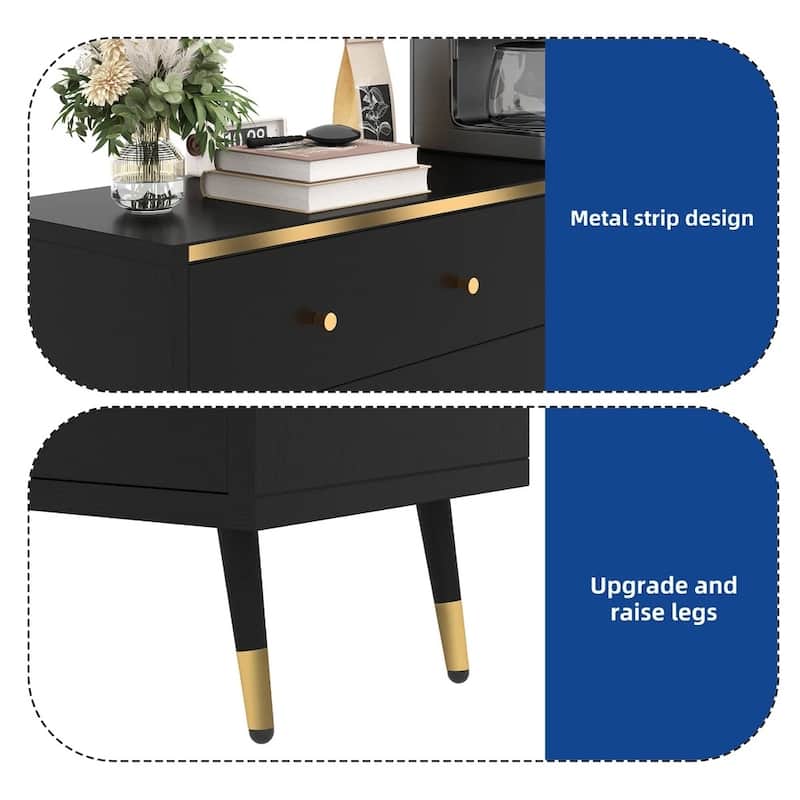 Modern 6 Drawers Storage Dresser Organizer TV Stand for 55" Black - 55 inches