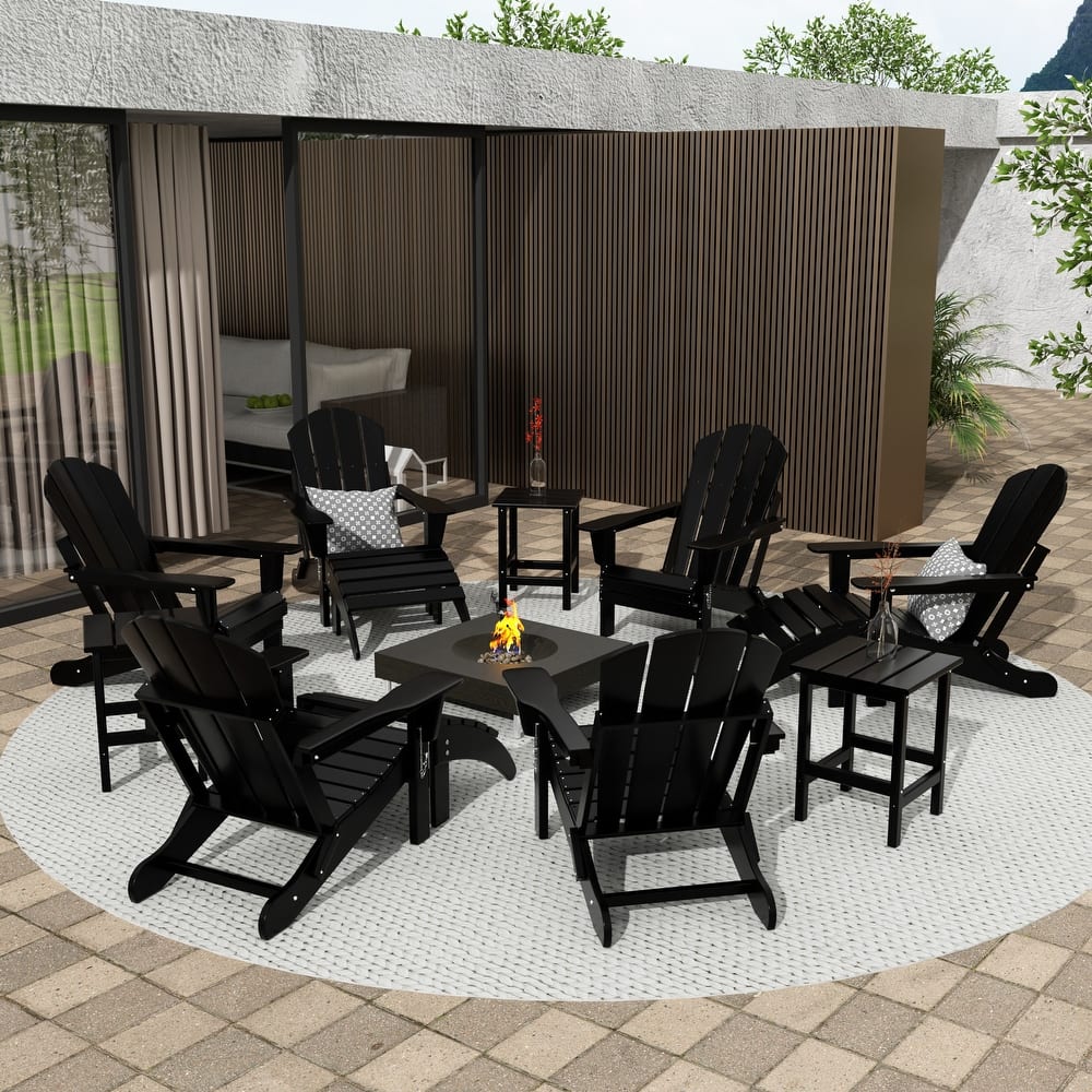 Laguna Hdpe All Weather Outdoor Patio Foldable Adirondack Chairs Conversation Set (12-Piece Set)