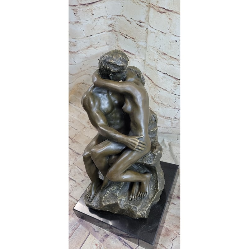 The Kiss By Auguste Rodin Bronze Statue Sculpture Romantic Figure Marble Base 15 Inches X 9 Inches