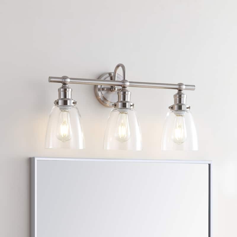 SAFAVIEH Lighting Filotia 3-Light Brush Nickel Led Sconce - 23.5"x6.8"x11.8" - Natural Rattan - 24Wx7Dx12H