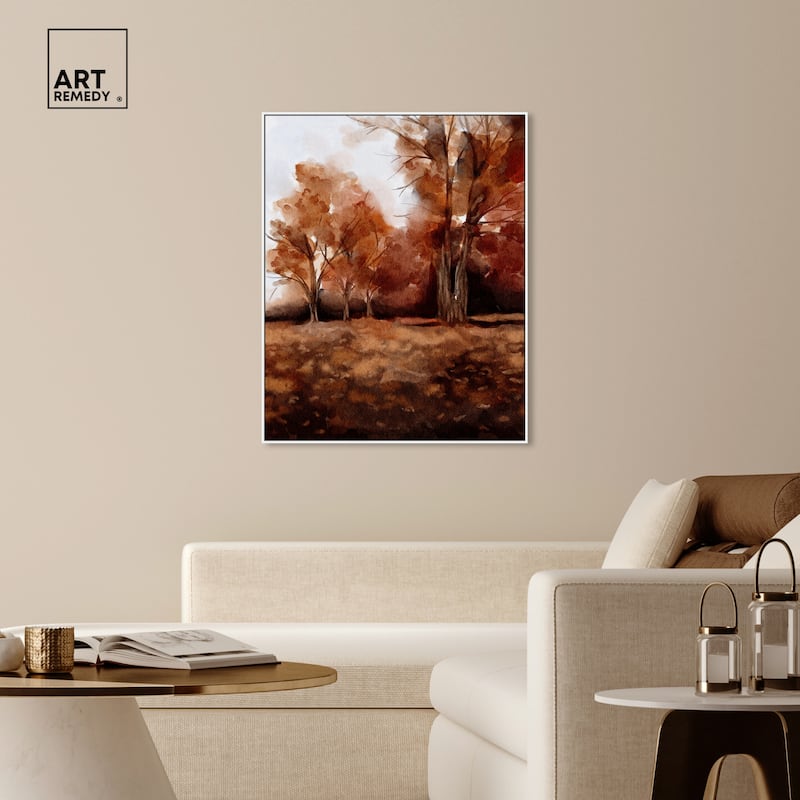 Art Remedy November Landscape Framed Landscape 1 Piece Canvas Wall Art Watercolor Style