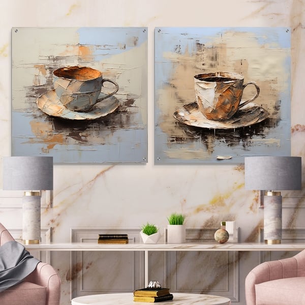 Designart "Simple Coffee Cup" Utensils Gloss Wall Decor Set of 2 -  Traditional Acrylic Wall Art 2 Pieces - Bed Bath & Beyond - 41802483