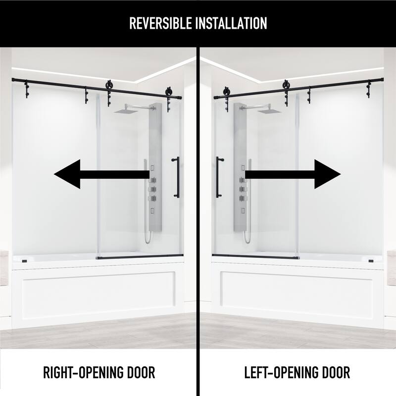 VIGO Hamilton 56" to 60" W x 68" H Frameless Sliding Tub Door