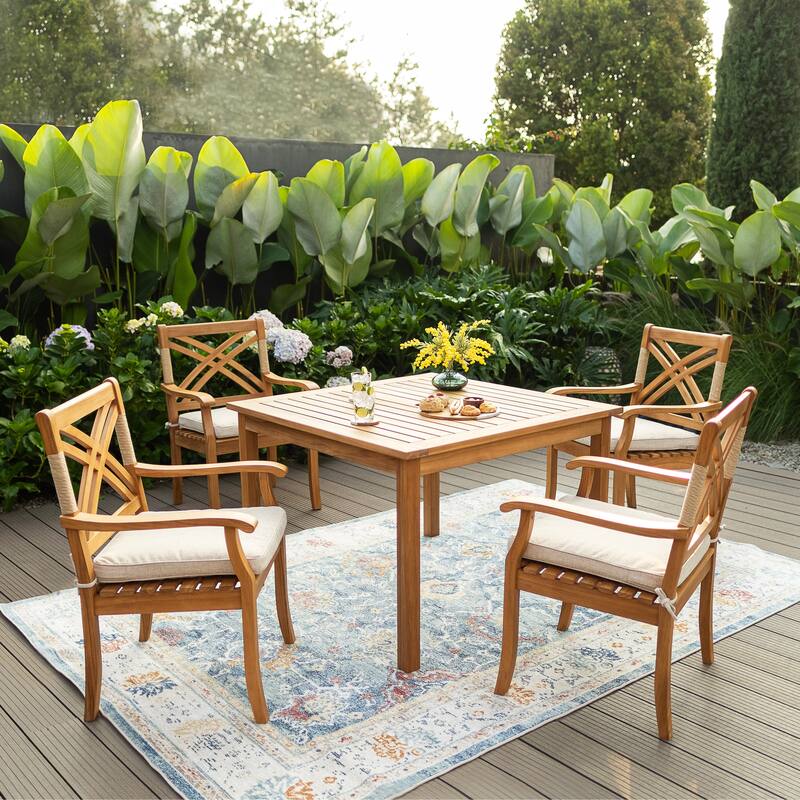Cambridge Casual Carmel 5-Piece Teak Outdoor Dining Set - Natural Teak