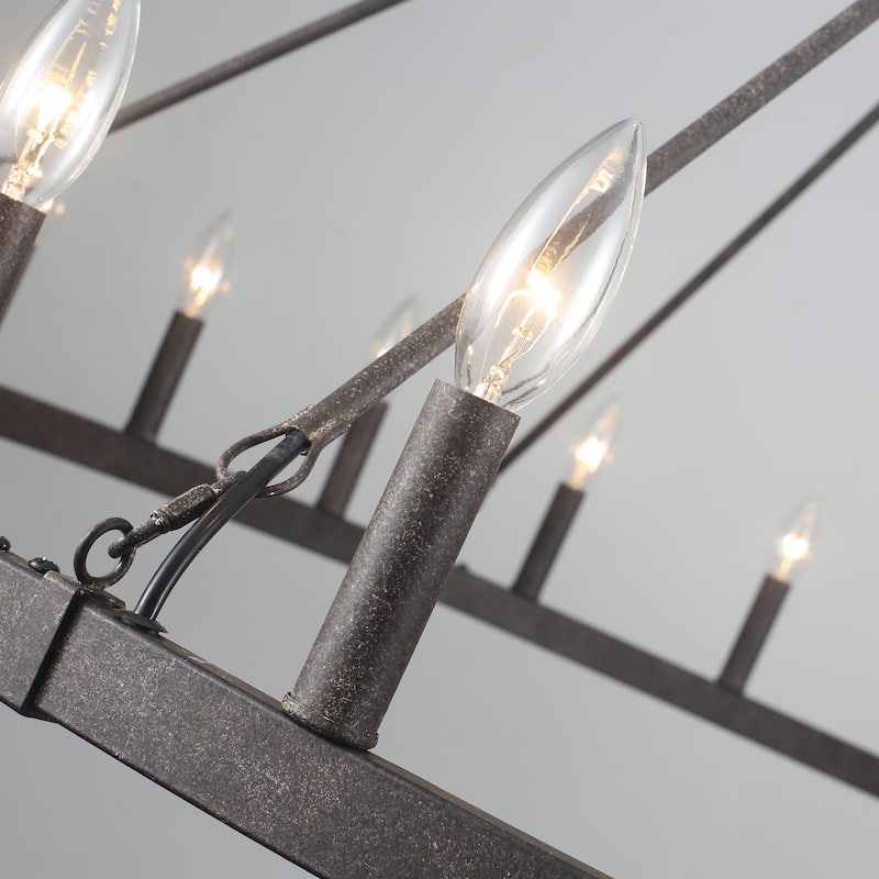 24 - Light 52in. Lagre Dimmable Wagon Wheel Chandelier Farmhouse Round Vintage Candle Style Light - N/A