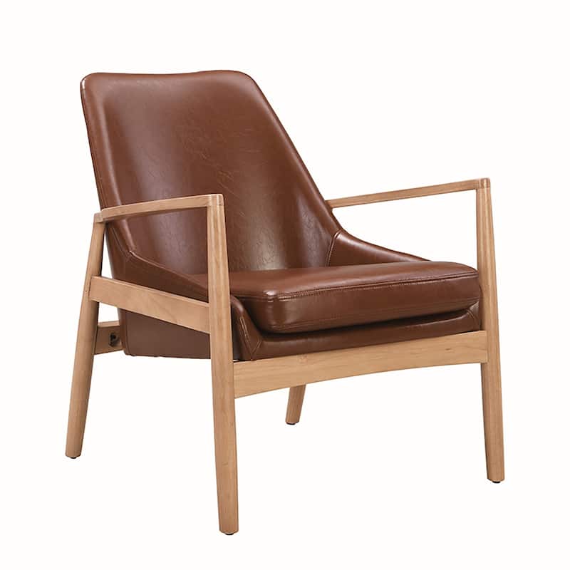 2PCS Solid Wood PU Armchairs