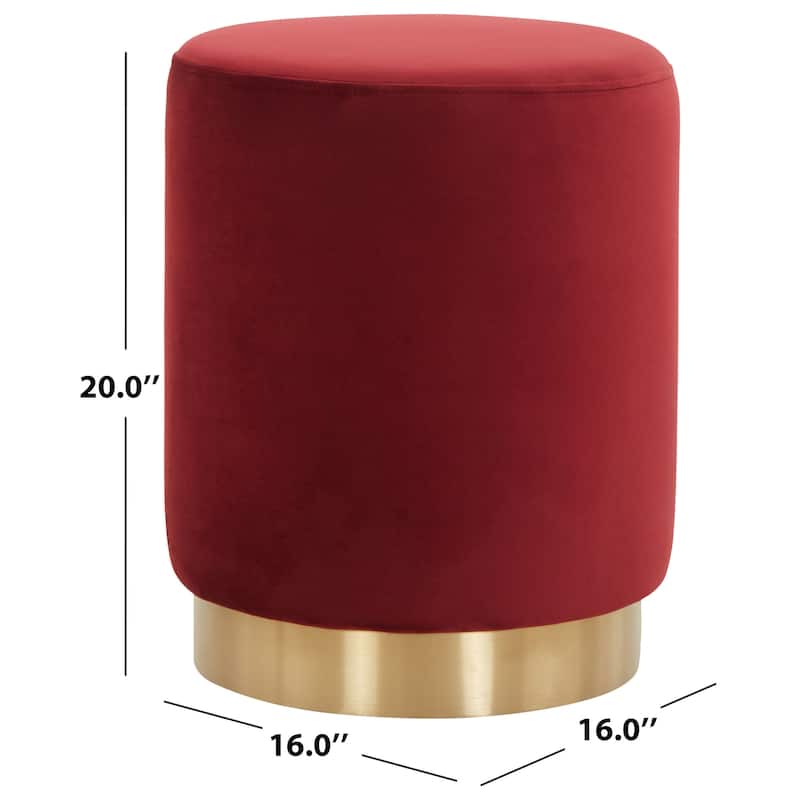 SAFAVIEH Couture Fanka Velvet Ottoman with Brass Base- Navy / Brass