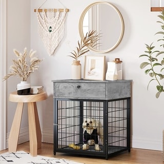 Mieres Industrial Style Wooden Dog Crate Furniture End Table for
