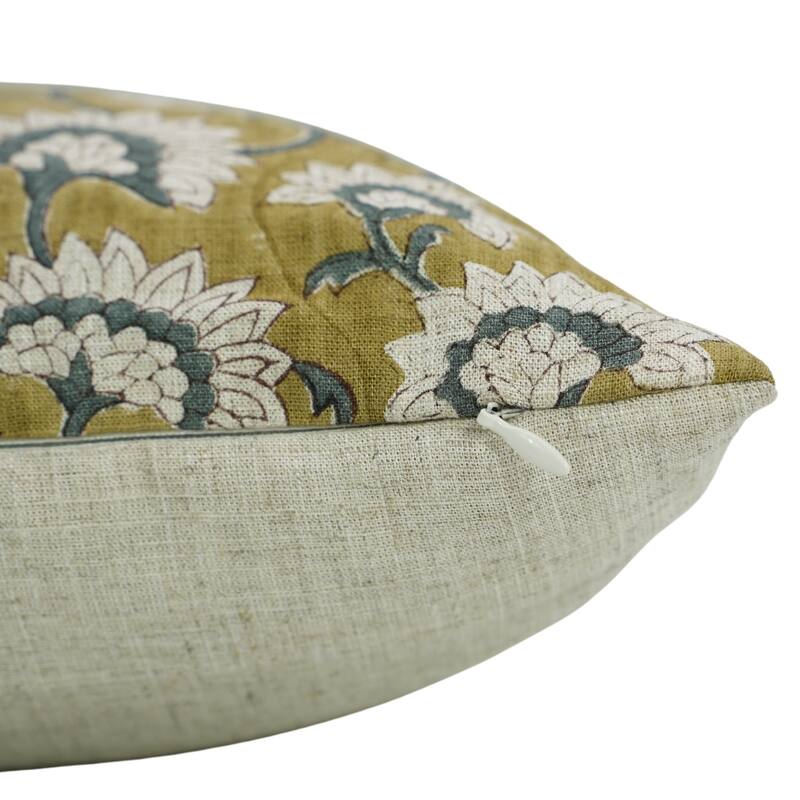 Fabdivine Viscose 16x16 Inch Floral Pillow Cover Throw Home, Fall Decor or Boho Bedroom Square Cushioncase, Rajnigandha