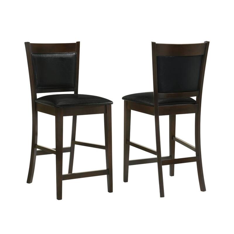 Set of 2 Counter-Height Chair in Black and Espresso