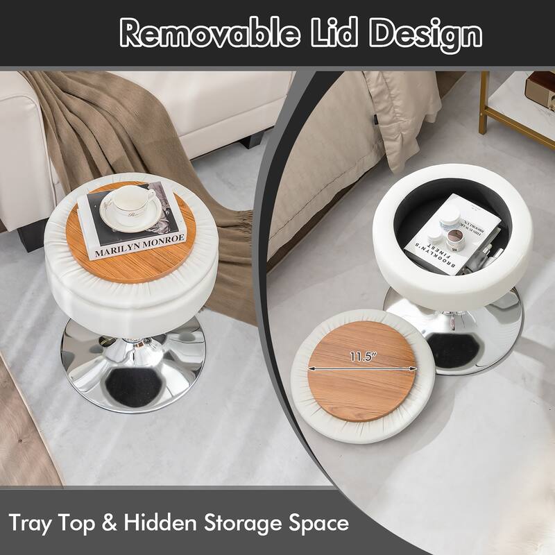 Costway Set of 4 Adjustable Vanity Stool Swivel Storage Makeup Chair - See Details