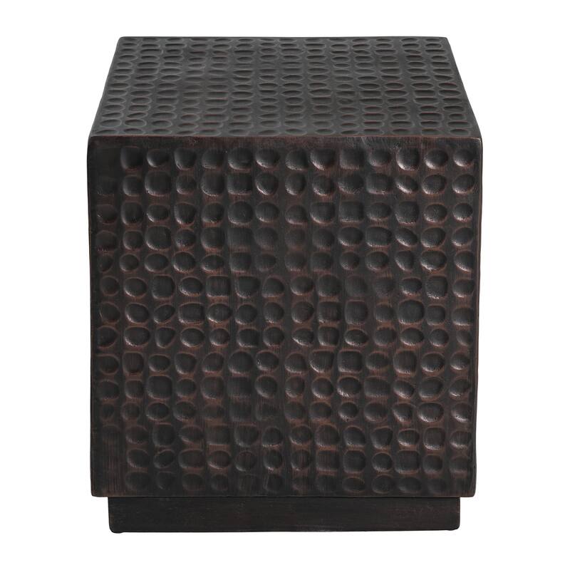 Roomfitters Cube Outdoor Side Table, Textured Antique Copper MgO Accent Table for Patio, Garden and Poolside, Copper