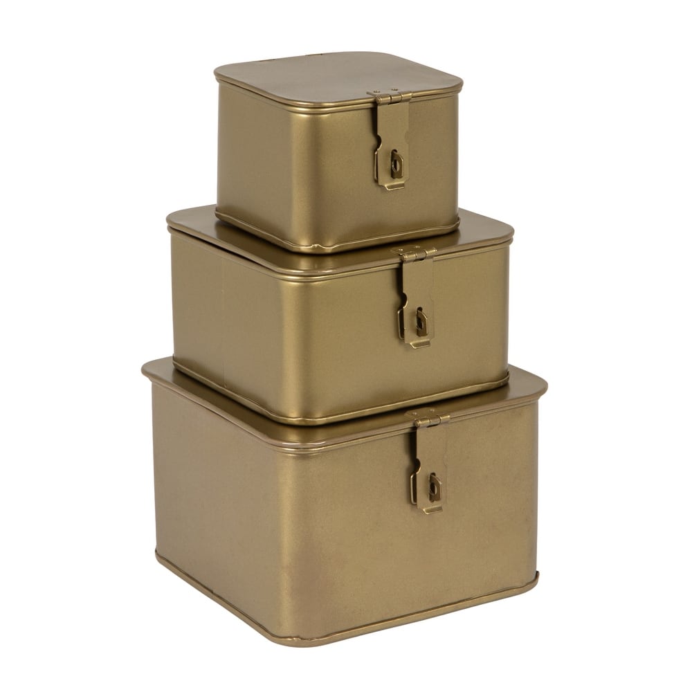 Decorative Metal Boxes with Lid, Set of 3