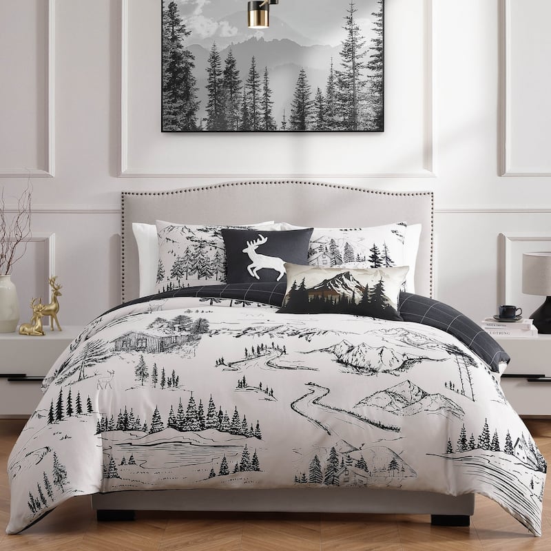 Bebejan Rocky Mountains 100% Cotton Sateen 5 Piece Reversible Comforter Set