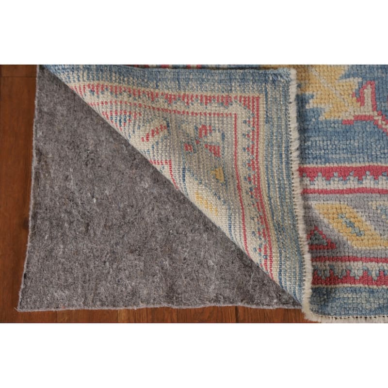 Vegetable Dye Oushak Turkish Runner Rug Handmade Floral Wool Carpet - 3'1"x 12'10"