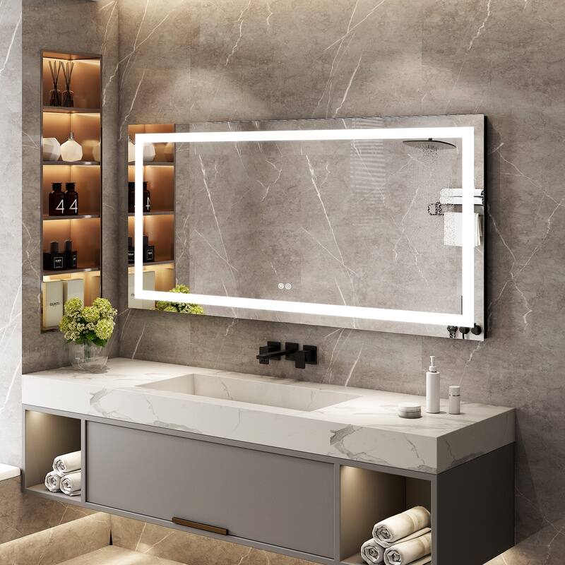 Wall Mounted LED Bathroom Mirror With Memory Function,Dimmable, Anti-Fog (Horizontal/Vertical)