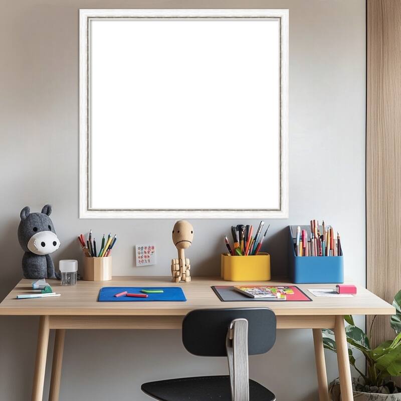 Amanti Art Morgan White Blue Framed Dry Erase Magnetic Board
