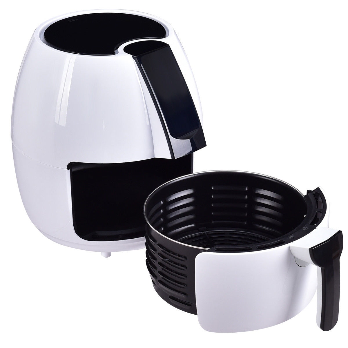 Costway 1500W Electric Air Fryer 4.8 Quart Touch LCD Screen Black/ White