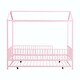 preview thumbnail 42 of 48, Metal House Bed with Fence, With Trundle