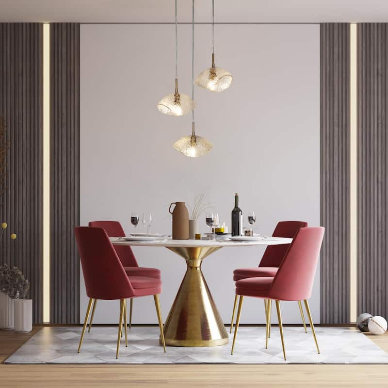 Ailly Modern Glam Mini 1-Light Kitchen Island Pendant Light with Textured Art Decor Glass - L 8.4" x W 3.9" x H 72.2"