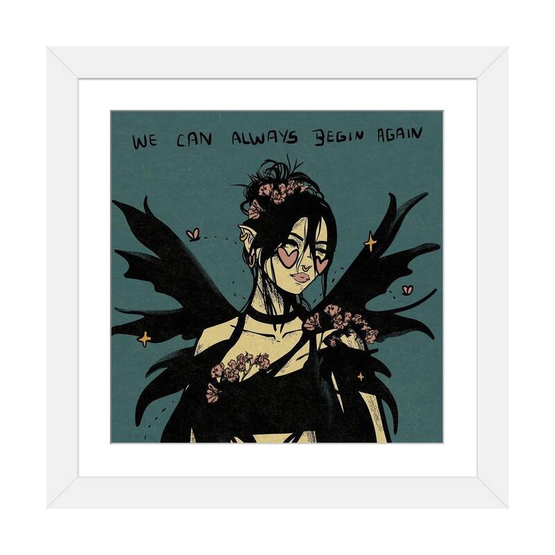 iCanvas "We Can Always Begin Again" by Illunatica - White - 24x24x1