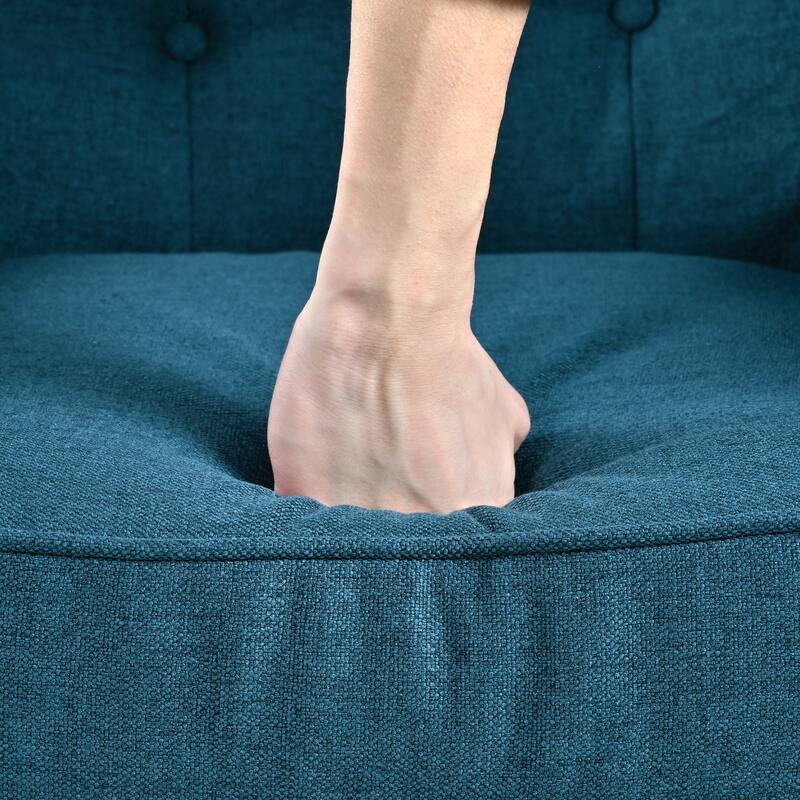 Mid-Century Modern Armchair with Tufted Fabric and Solid Wood Legs for Various Rooms