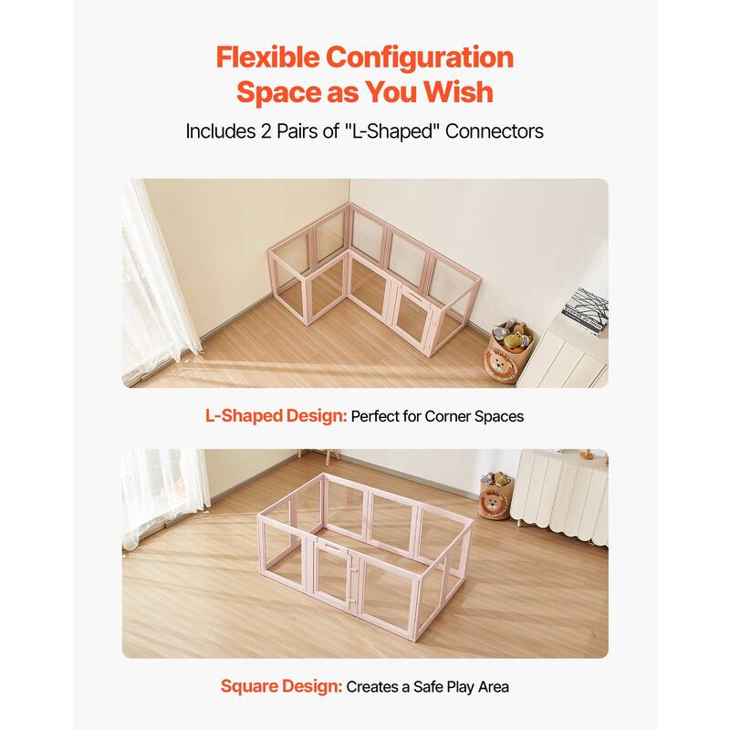 Modular Dog Playpen with Transparent Panels, Easy to Clean