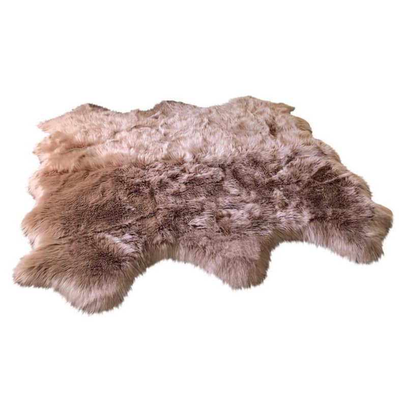 Dynasty Natural 6-Pelt Luxury Long Wool Sheepskin Shag Rug