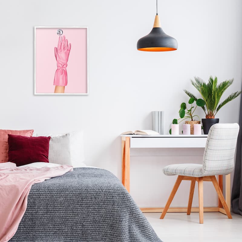 Stupell Pink Glove & Disco Ball Framed Giclee Art Design By Ziwei Li