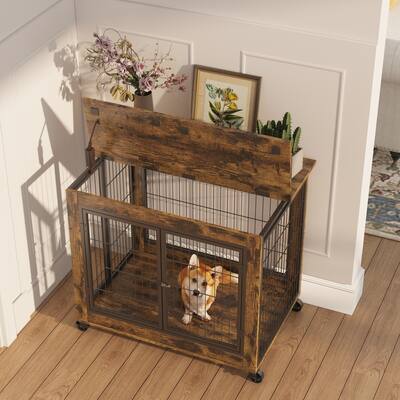 Dog Cage with Double Doors on Casters