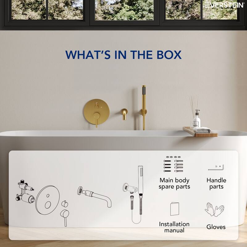 Wall-Mount Tub and Handheld Shower Faucet Set