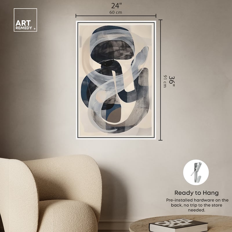 Art Remedy Slither Framed Abstract Shapes 1 Piece Canvas Wall Art