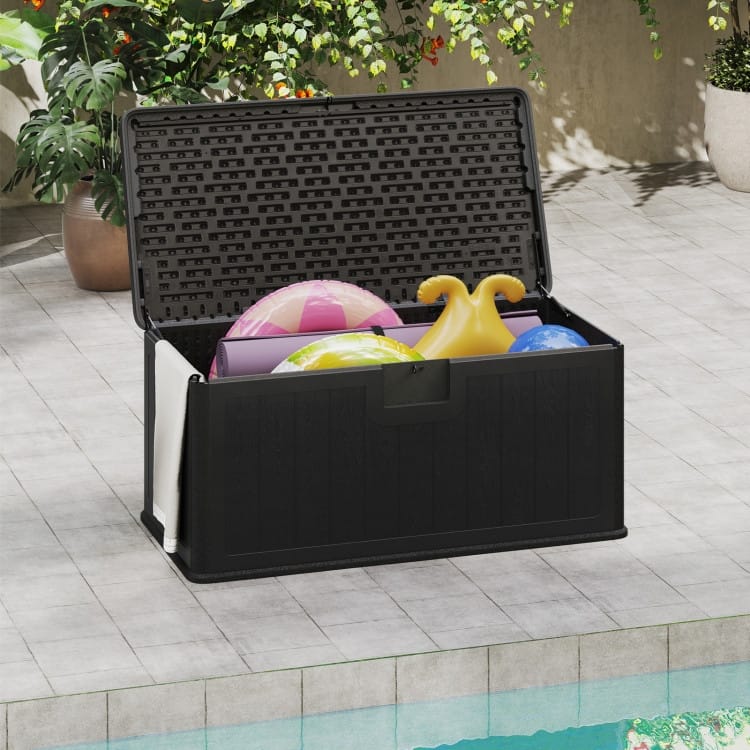 HDPE Outdoor Storage Deck Box with Aluminum Lid and Bench Top - 51" x 25" x 23"