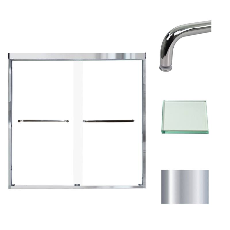 Cara 59 in. W x 60 in. H Sliding Semi-Frameless Shower Door with Clear Glass - 57.75-59-in W x 60-in H