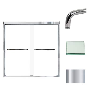 Cara 59 in. W x 60 in. H Sliding Semi-Frameless Shower Door with Clear Glass - 57.75-59-in W x 60-in H