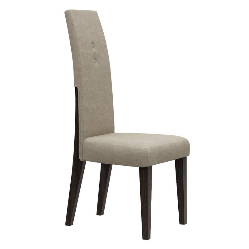 Set of 2 Brown Microfiber Upholstered Dining Chairs with Espresso Solid Wood Legs for Kitchen or Living Room