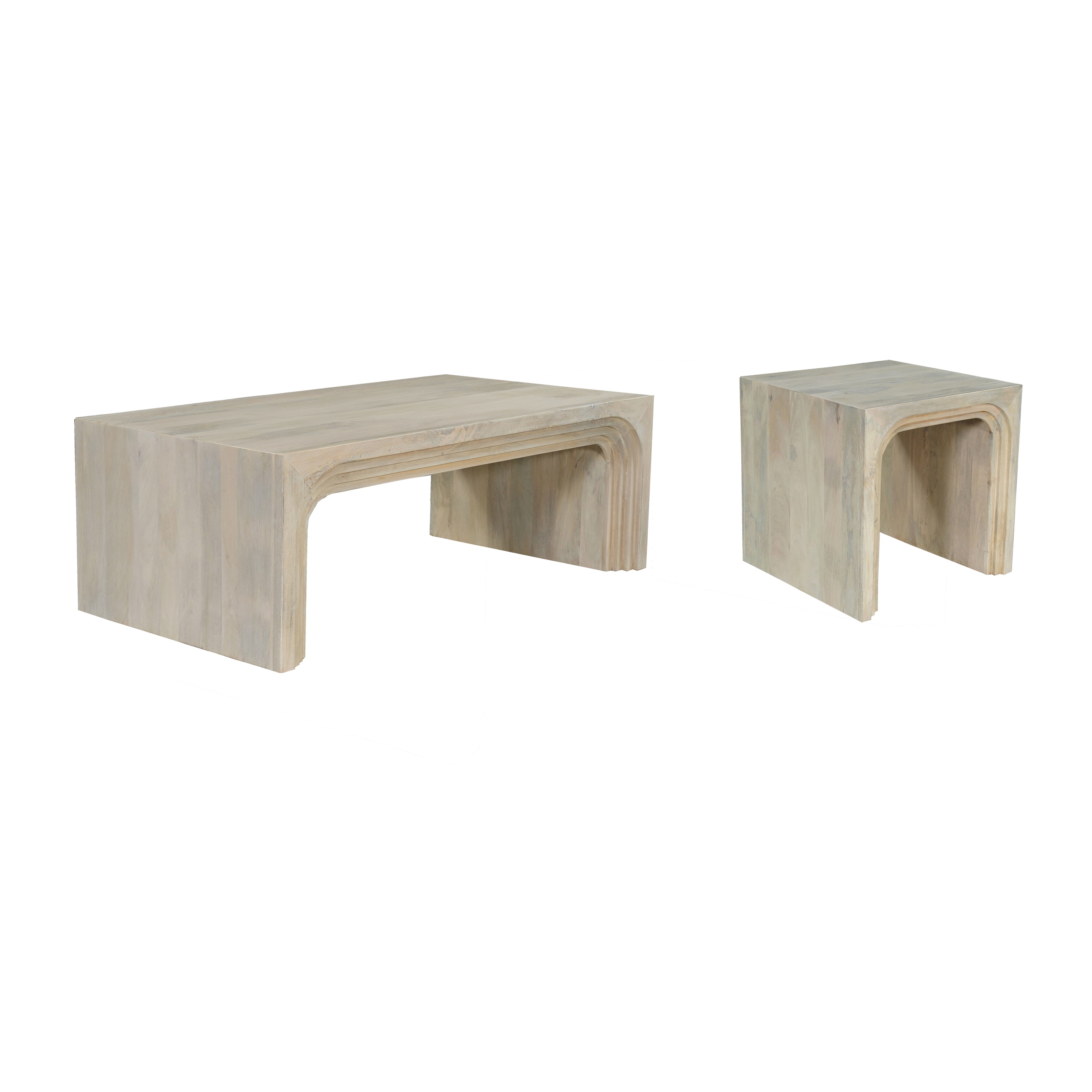 Ava 2-piece Carved Solid Wood Living Room Table Set