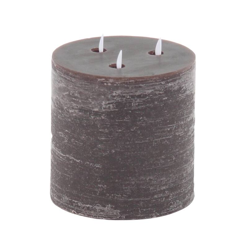Wax Flameless Candle with Remote Control - Set of 3 Brown - Roche River Decor