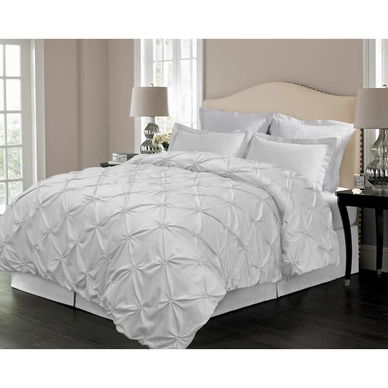 Floral Pintuck 3-piece Duvet Cover Set