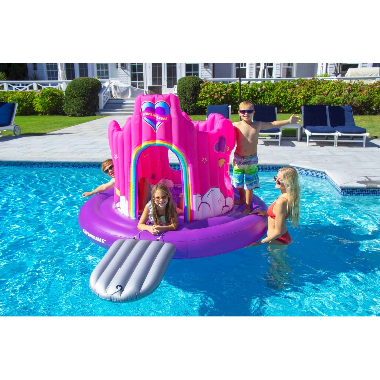 Unicorn Castle Inflatable Island Swimming Pool Float 82