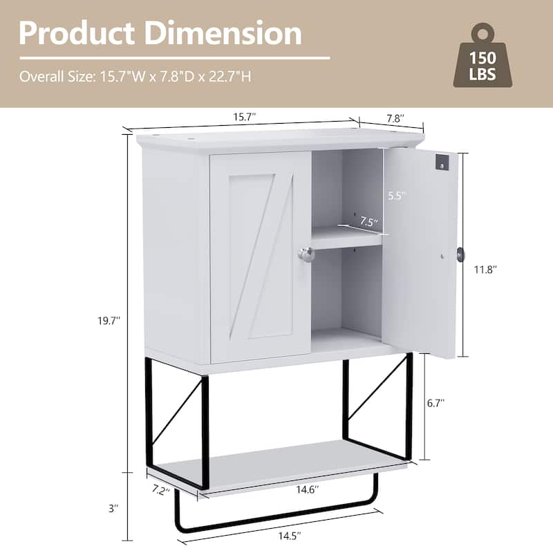 Futzca Bathroom Wall Cabinet with Towels Bar, Storage Medicine Cabinet