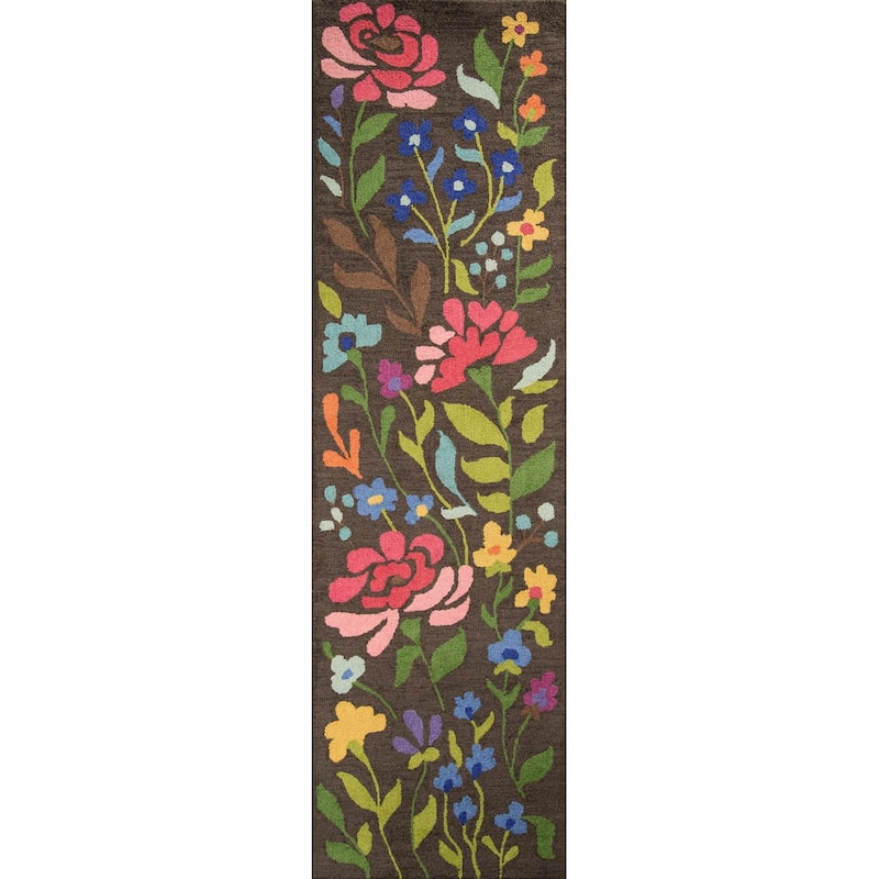 Momeni Newport Hand Tufted Wool Floral Area Rug - 2'3" x 8' Runner - Brown - Runner/Rectangle