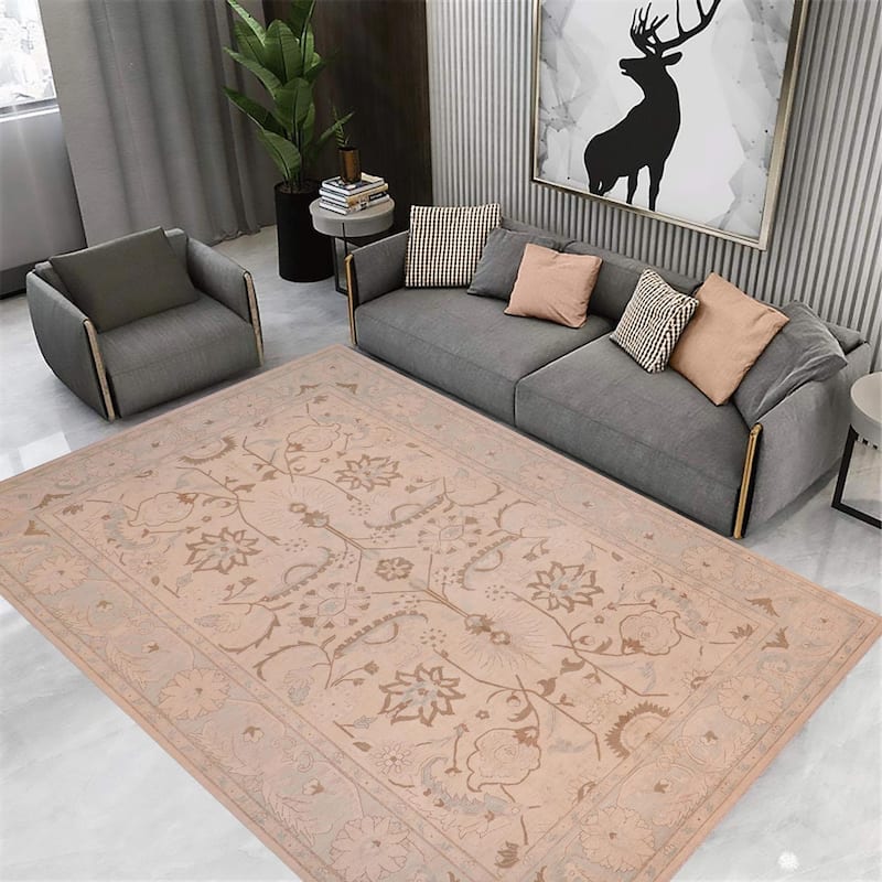 Bohemian Ziegler Zora Tan Green Hand-Knotted Wool Rug - 13'3'' x 17'9''
