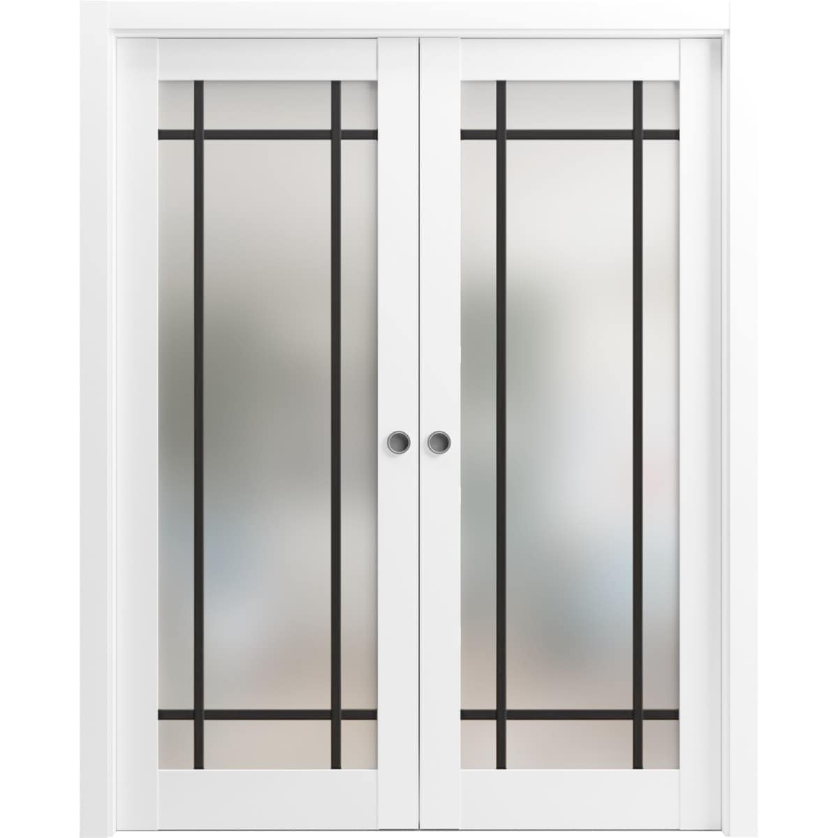 SartoDoors Planum 2112 | Interior French Doors Double French Door | Solid Wood | Hardware Set | 36x80, White Silk Bedroom Door