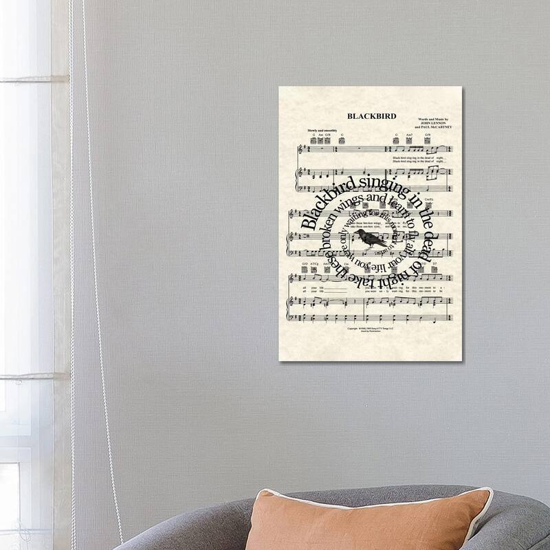 iCanvas "Blackbird - Version Two" by WordsAndMusicArt Canvas Print - 26x18x1.5