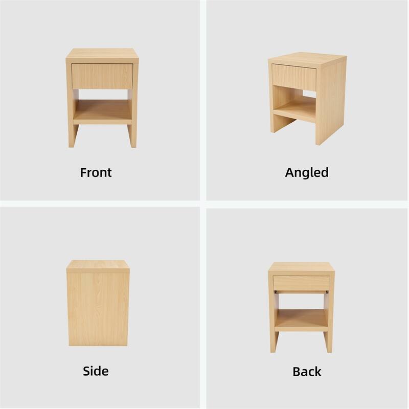 Night Stand with Drawer Storage Fluted Bed Side Table